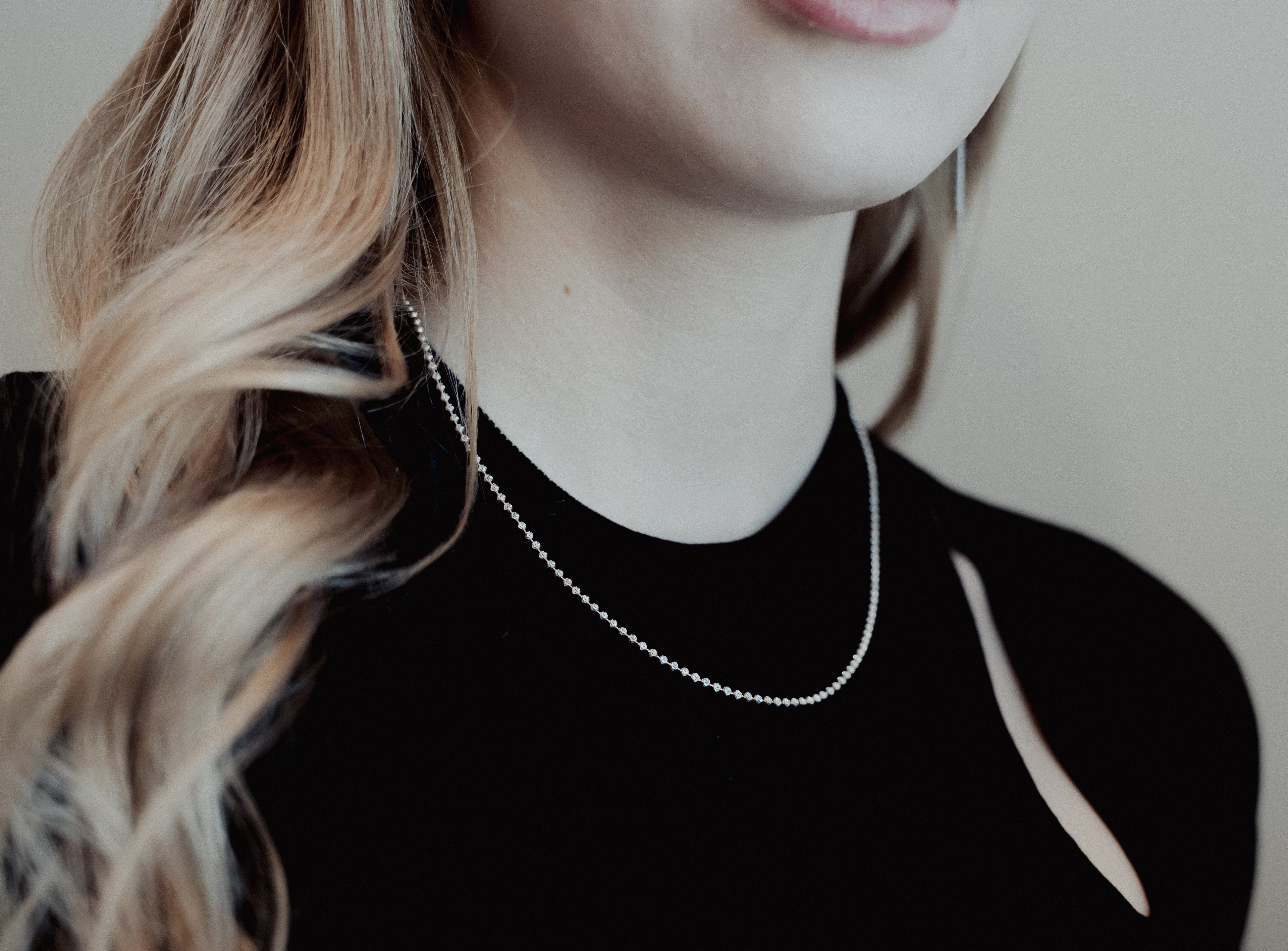Rhodium Finish Rose Gold Plated Bead Ball Chain