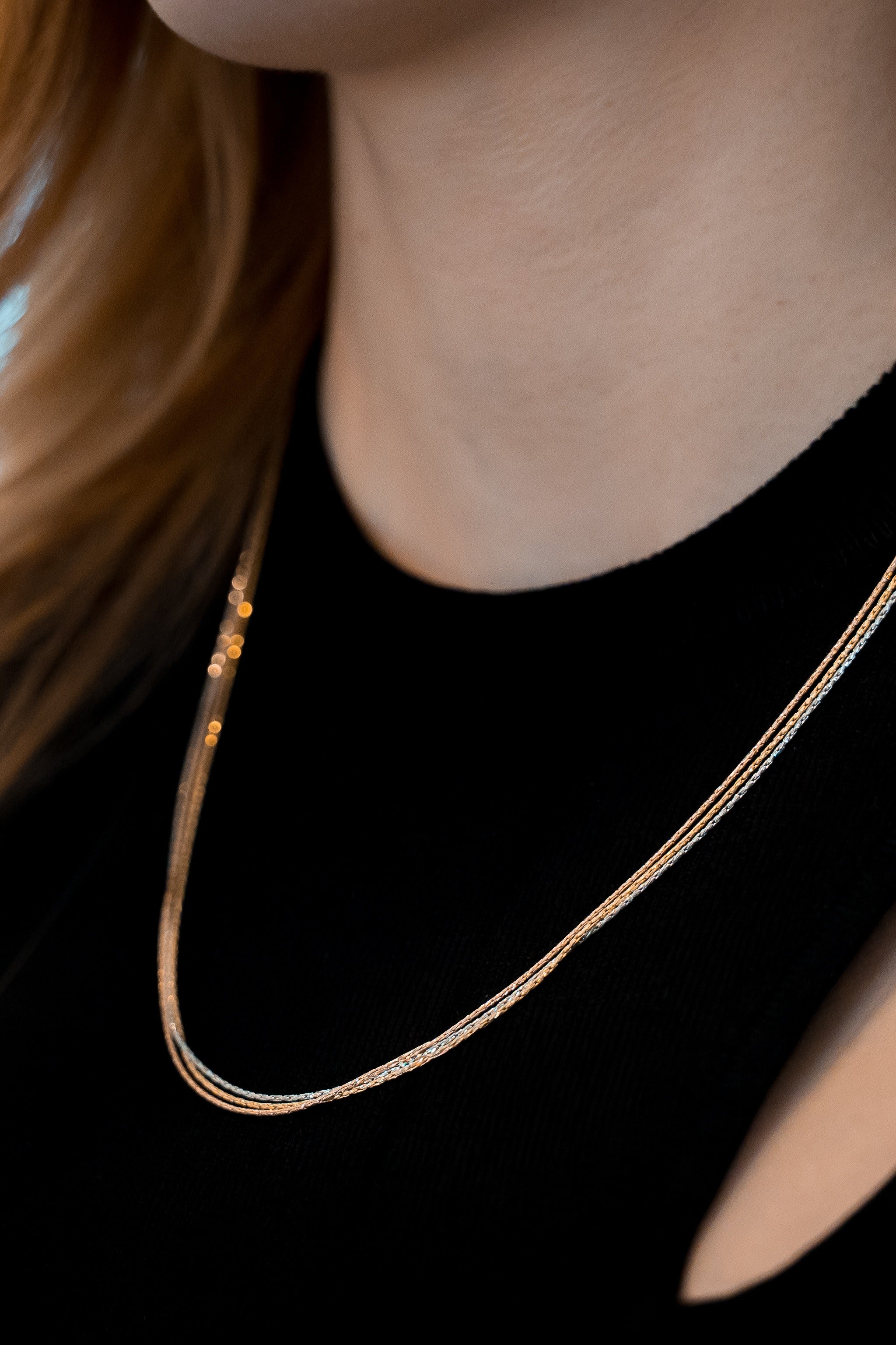 Triple Layered Three Tone Necklace