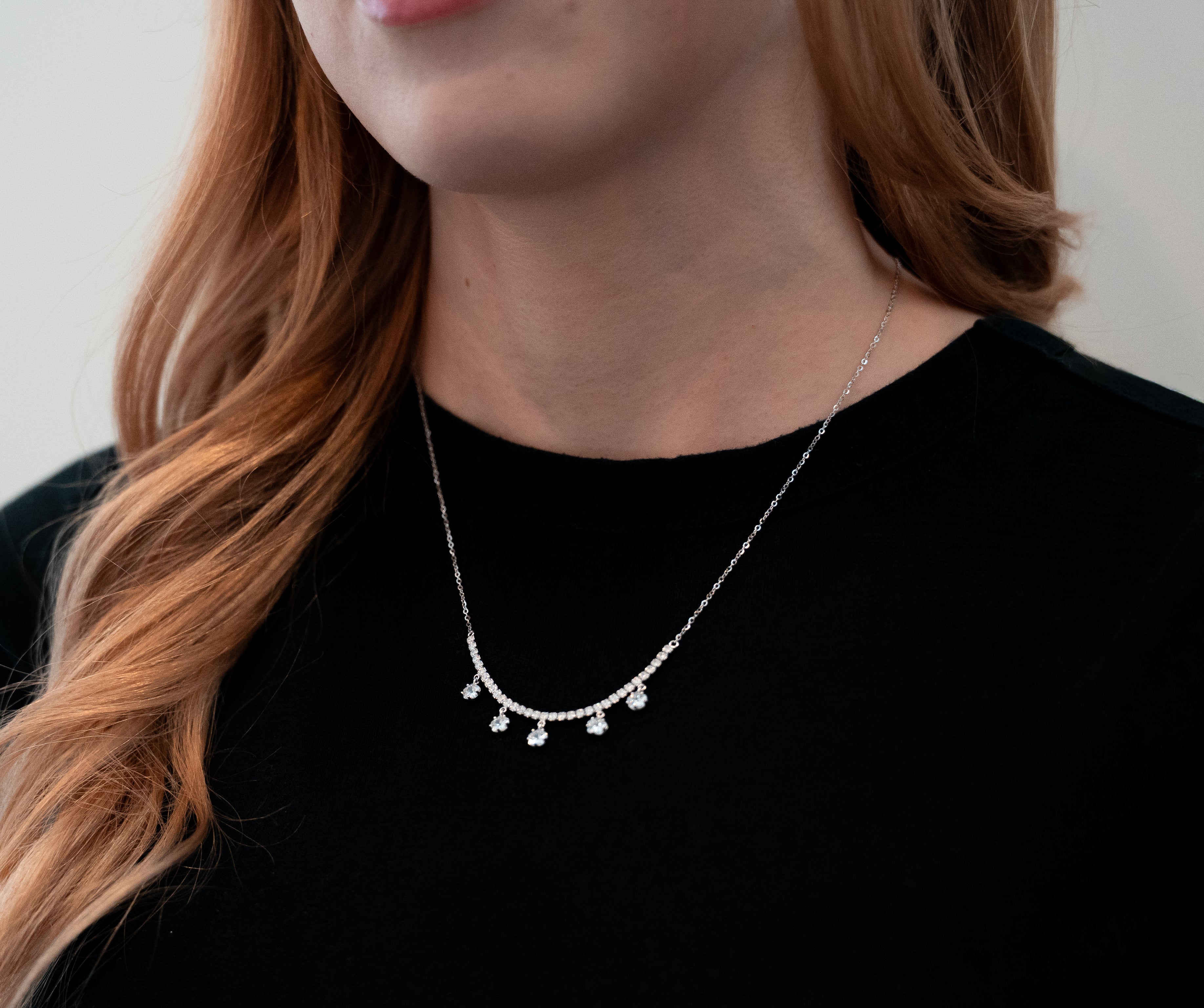 The Sterling Silver Five-Drop CZ Necklace
